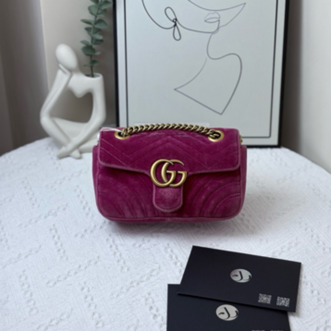 95新 GUCCI/古驰 马蒙 丝绒红 /JW5693