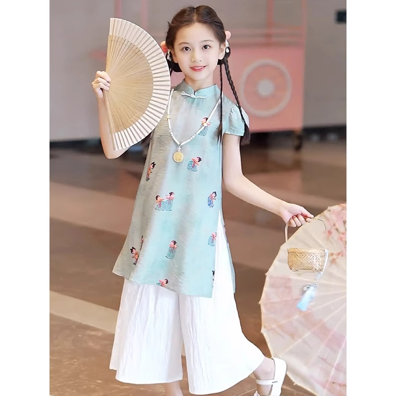 女童汉服旗袍裙夏季2025新款儿童新中式唐装中大童国风连衣裙洋气