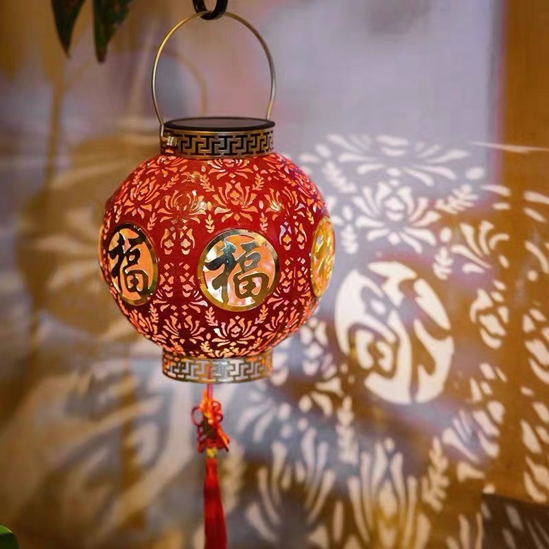 【升级电镀工艺】新年福字红灯笼太阳能+USB喜庆新年装饰灯春节灯饰
