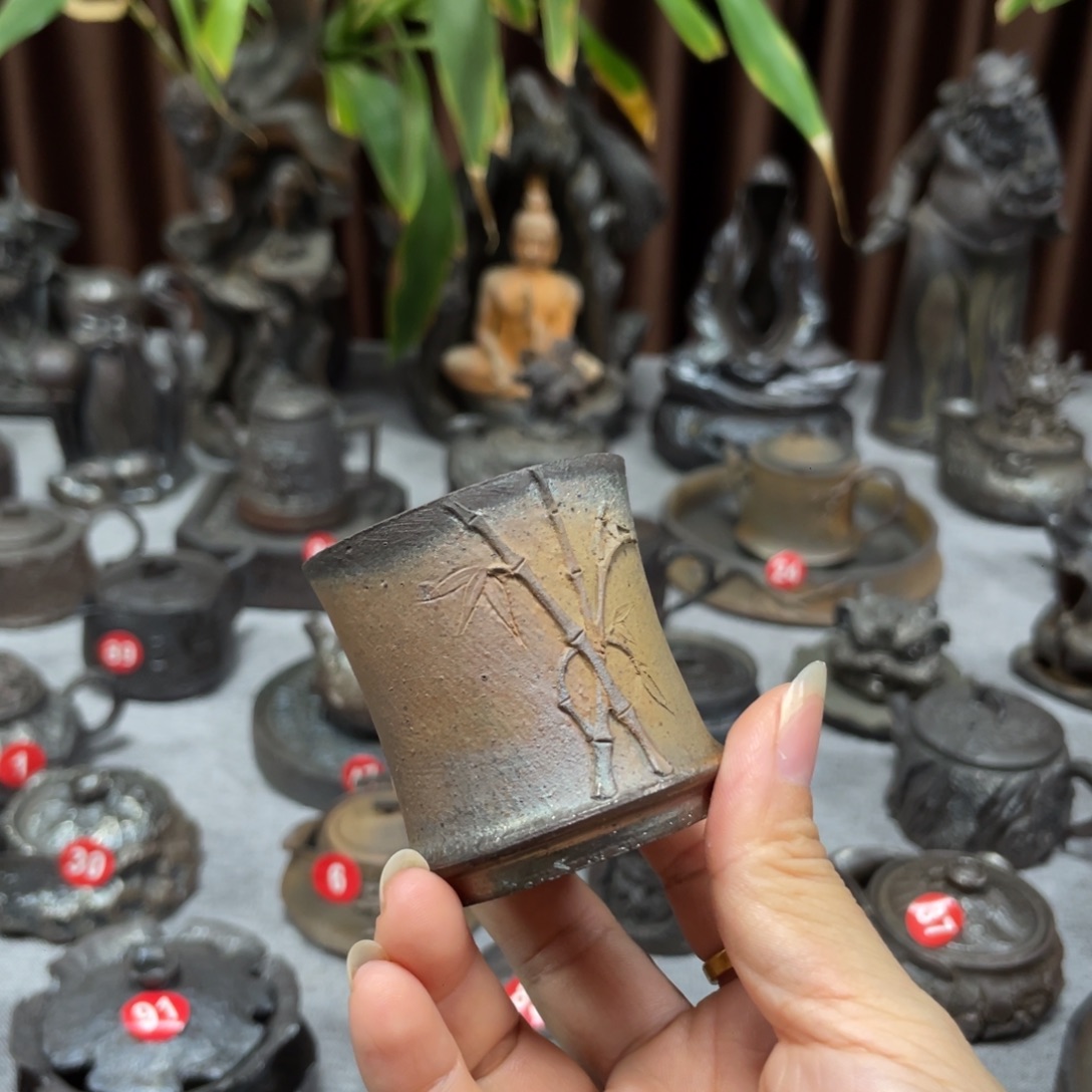 杯子全手捏柴烧茶器