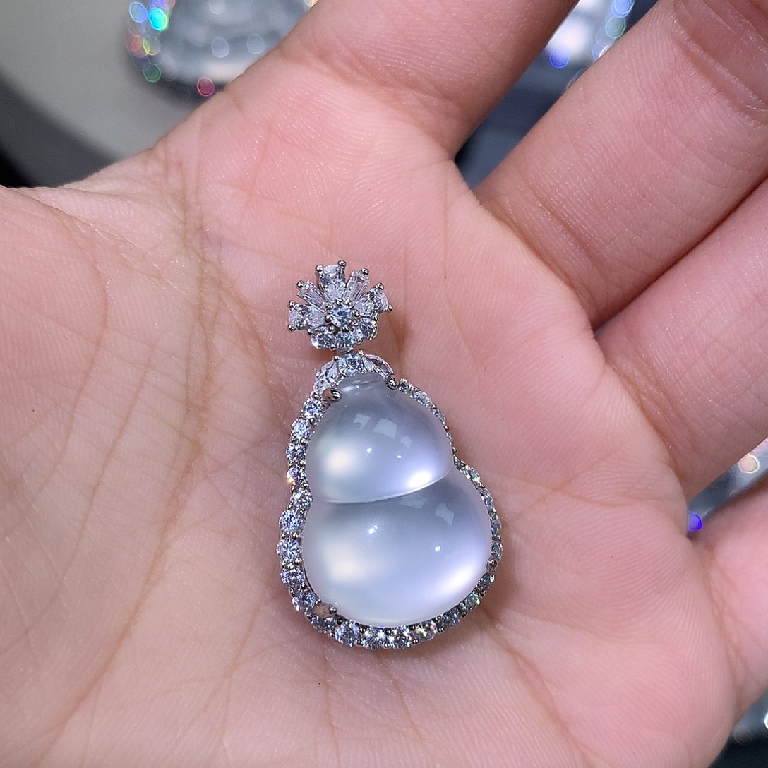 石英质玉颈饰银S925镶嵌肉*_33