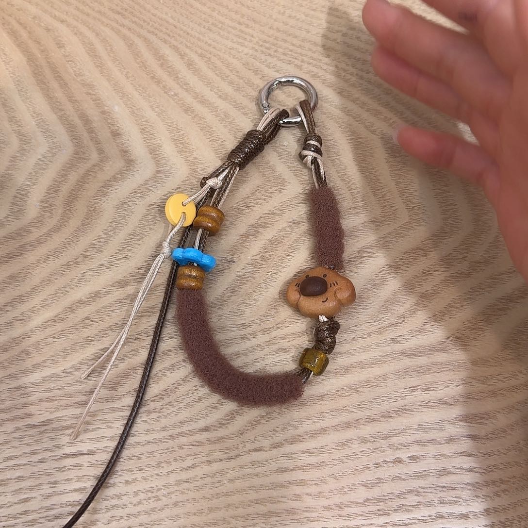 咖色木小熊手机挂件