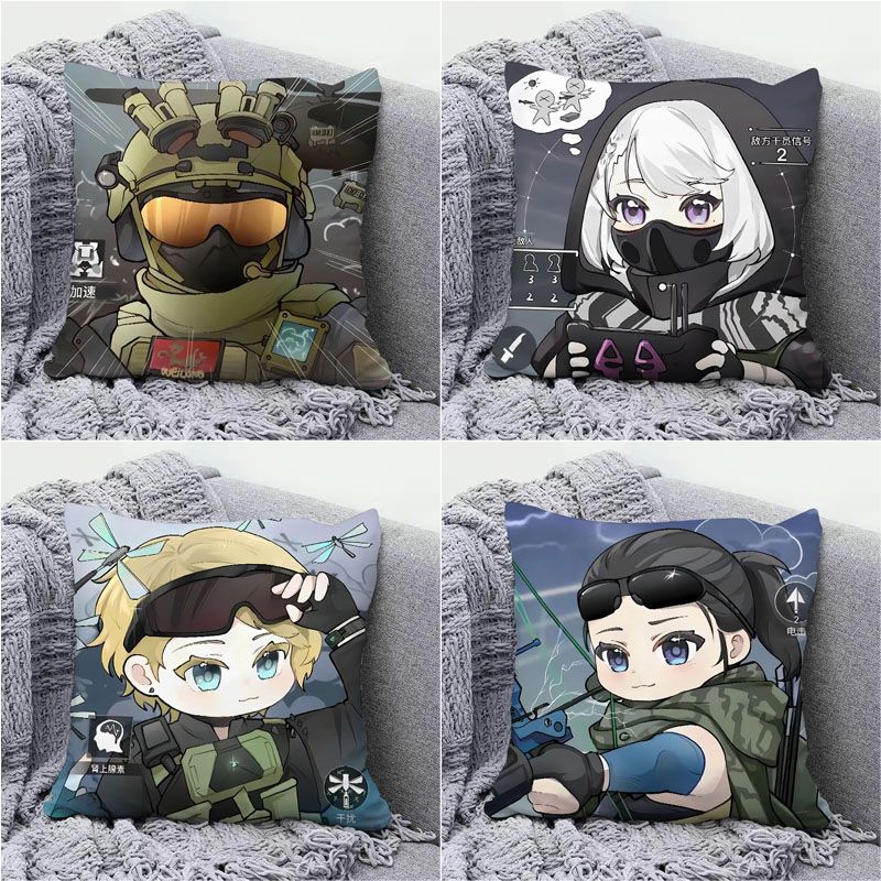 三角洲行动Q版周边抱枕威龙骇爪红狼玩偶客厅卧室玩偶长条抱枕