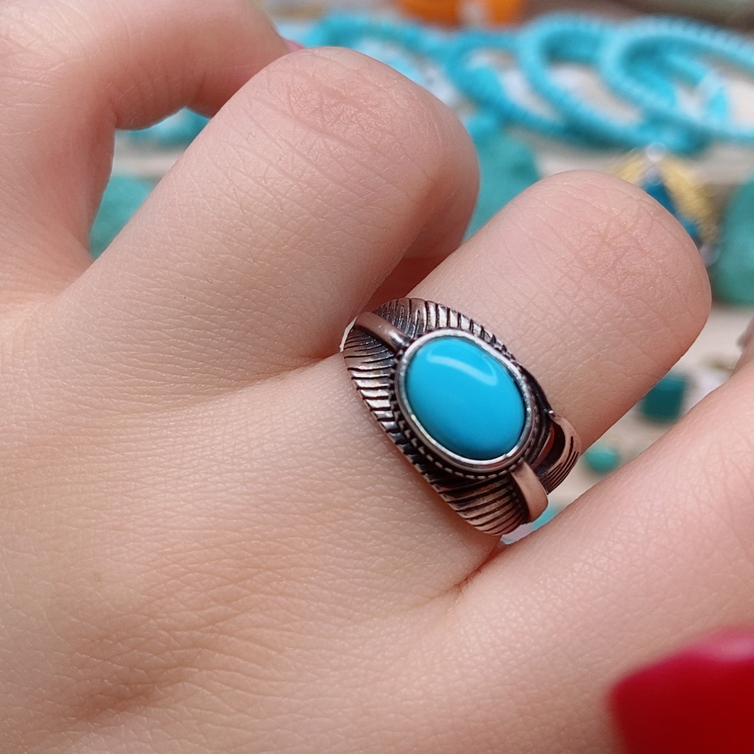 绿松石戒指银S925镶嵌