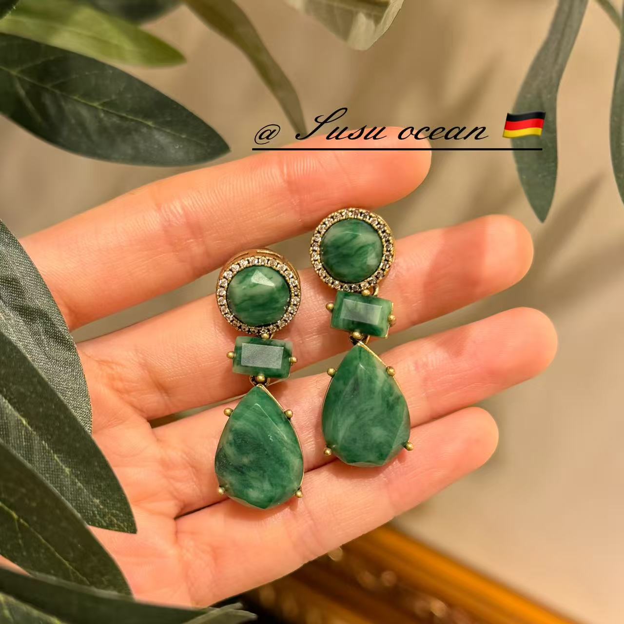 铜合金耳饰 《青苔》【546】SusuOcean鉴赏珠宝