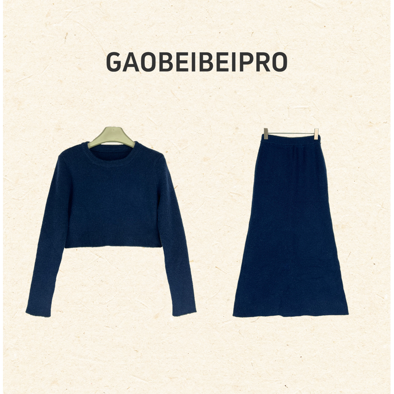 【北北1-4796】休闲时尚半裙长袖套装