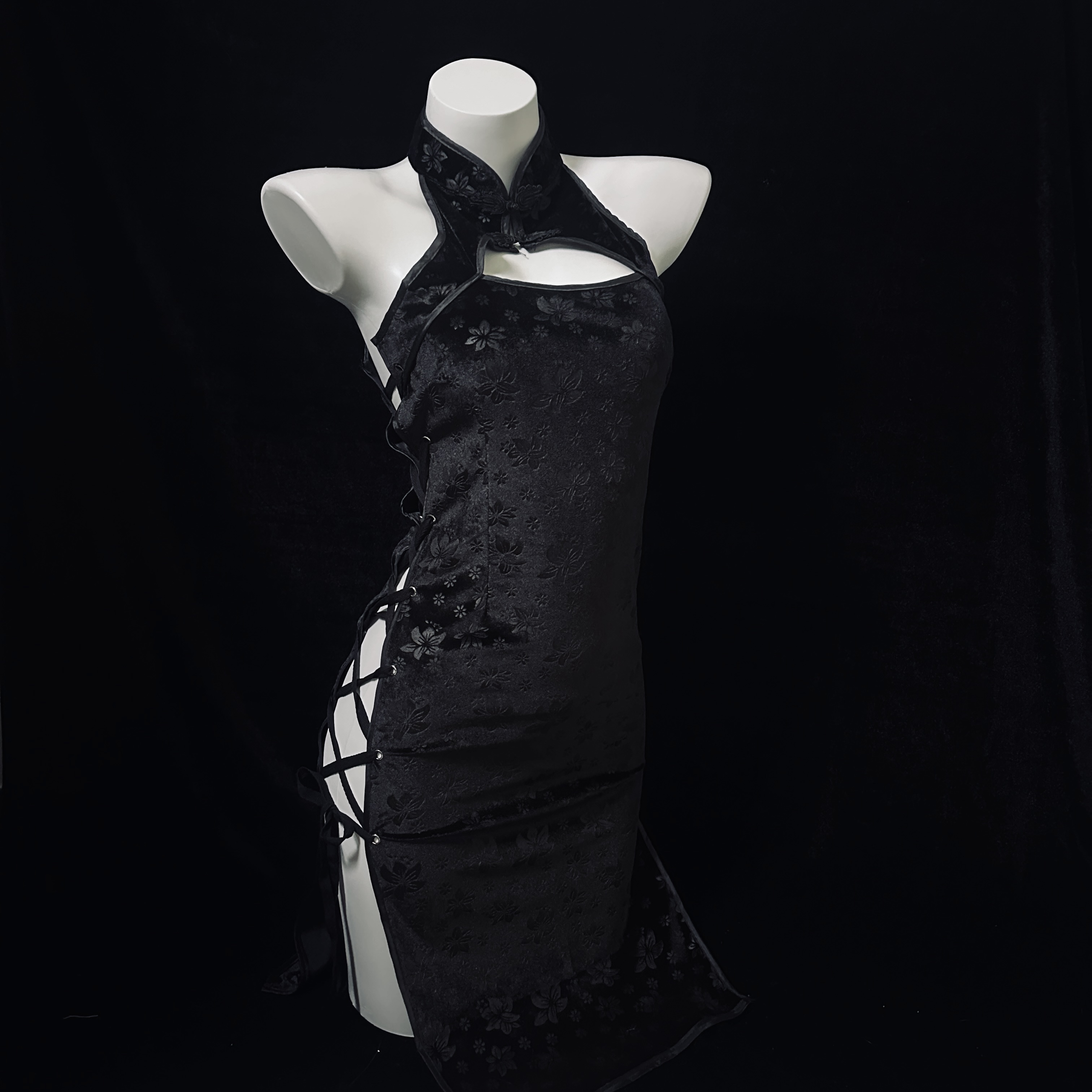 新款睡衣性感复古丝绒修身睡裙