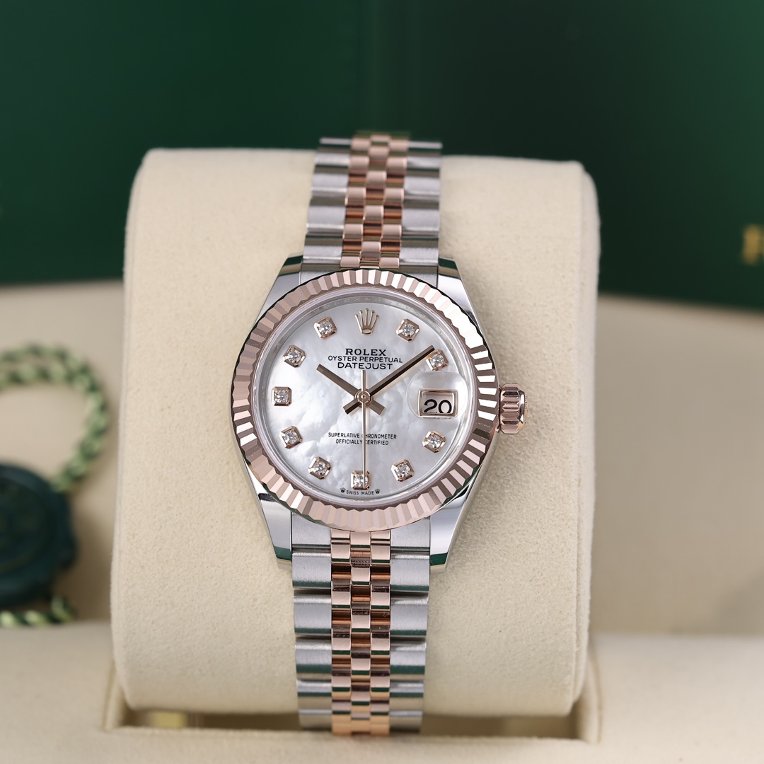 95新 Rolex/劳力士 279171日志 玫瑰金白贝母钻刻 2024年12月保卡