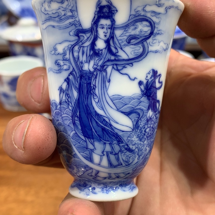 晓剑窑青花童子拜观音