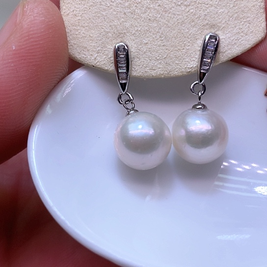 淡水珍珠耳饰银S925镶嵌