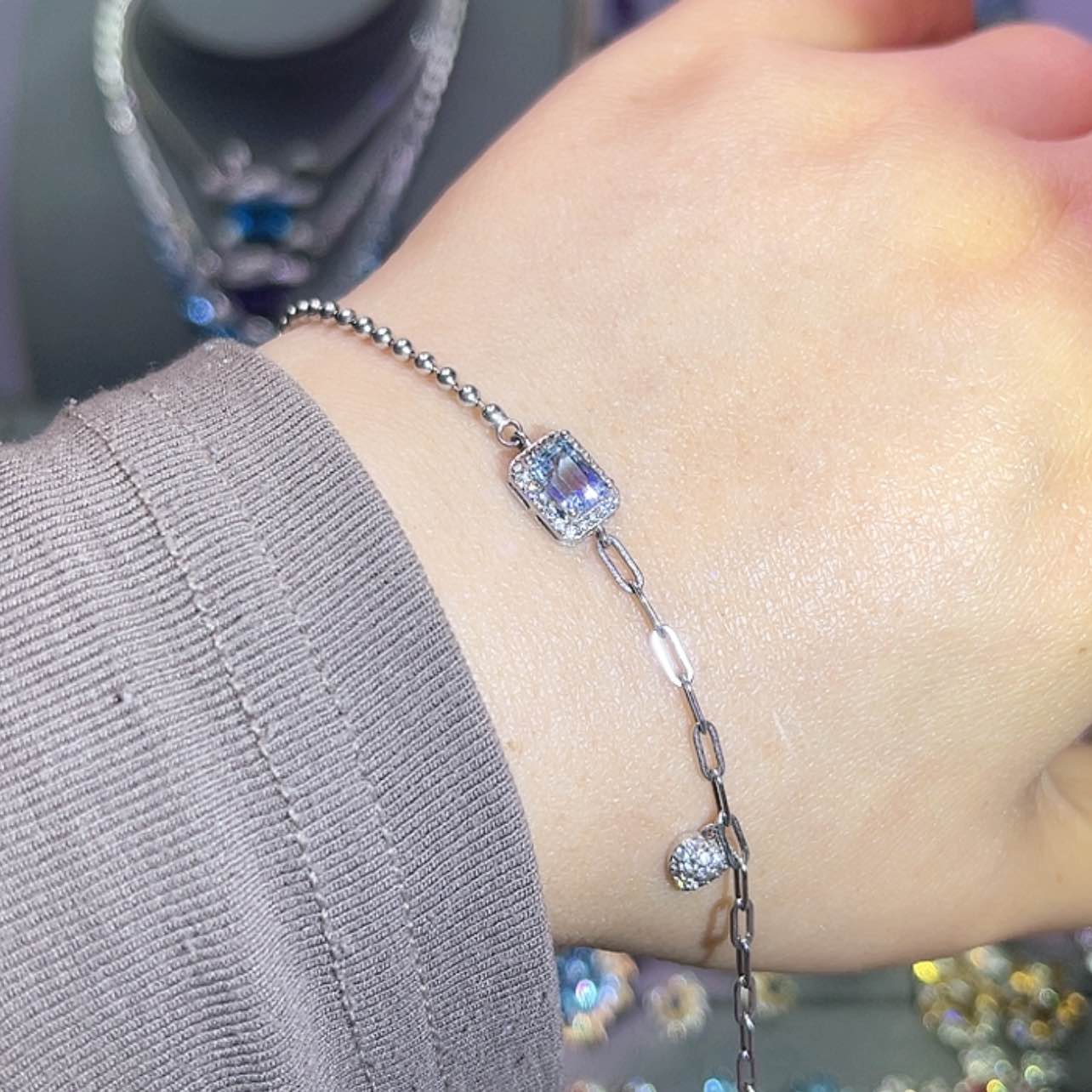 【闪购商品】海蓝宝石手链银S925镶嵌