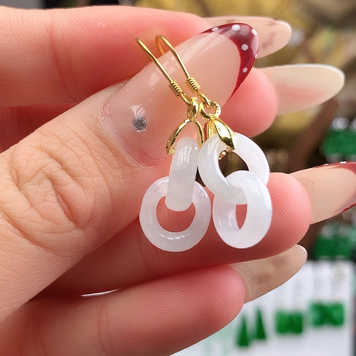 翡翠银S925镶嵌耳饰