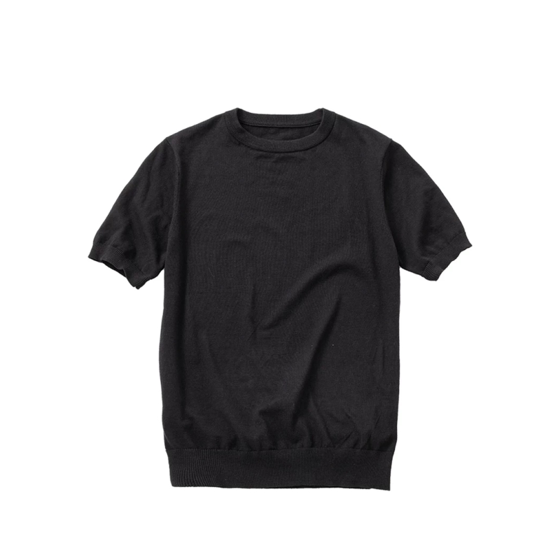 SOARIN【十四针】复古针织T恤短袖男 硬汉透气薄款休闲圆领体恤衫