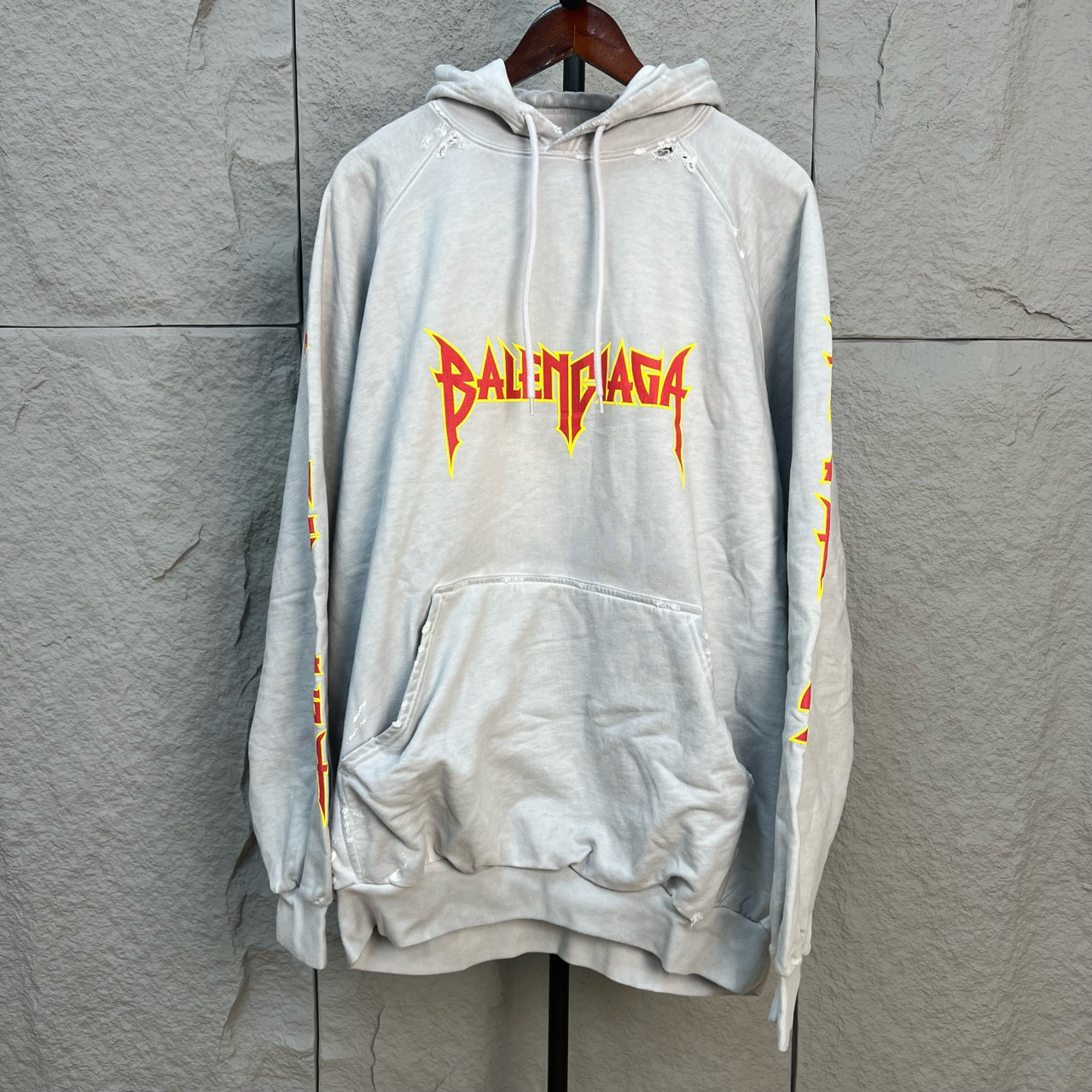 Balenciaga巴黎世家 火焰logo泼墨做旧卫衣 98新 1码 ys001778