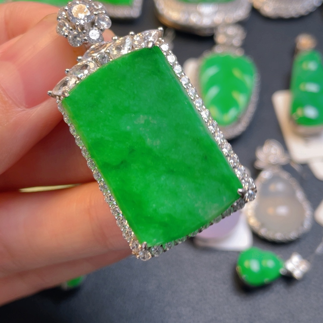 翡翠银S925镶嵌吊坠(不含链)