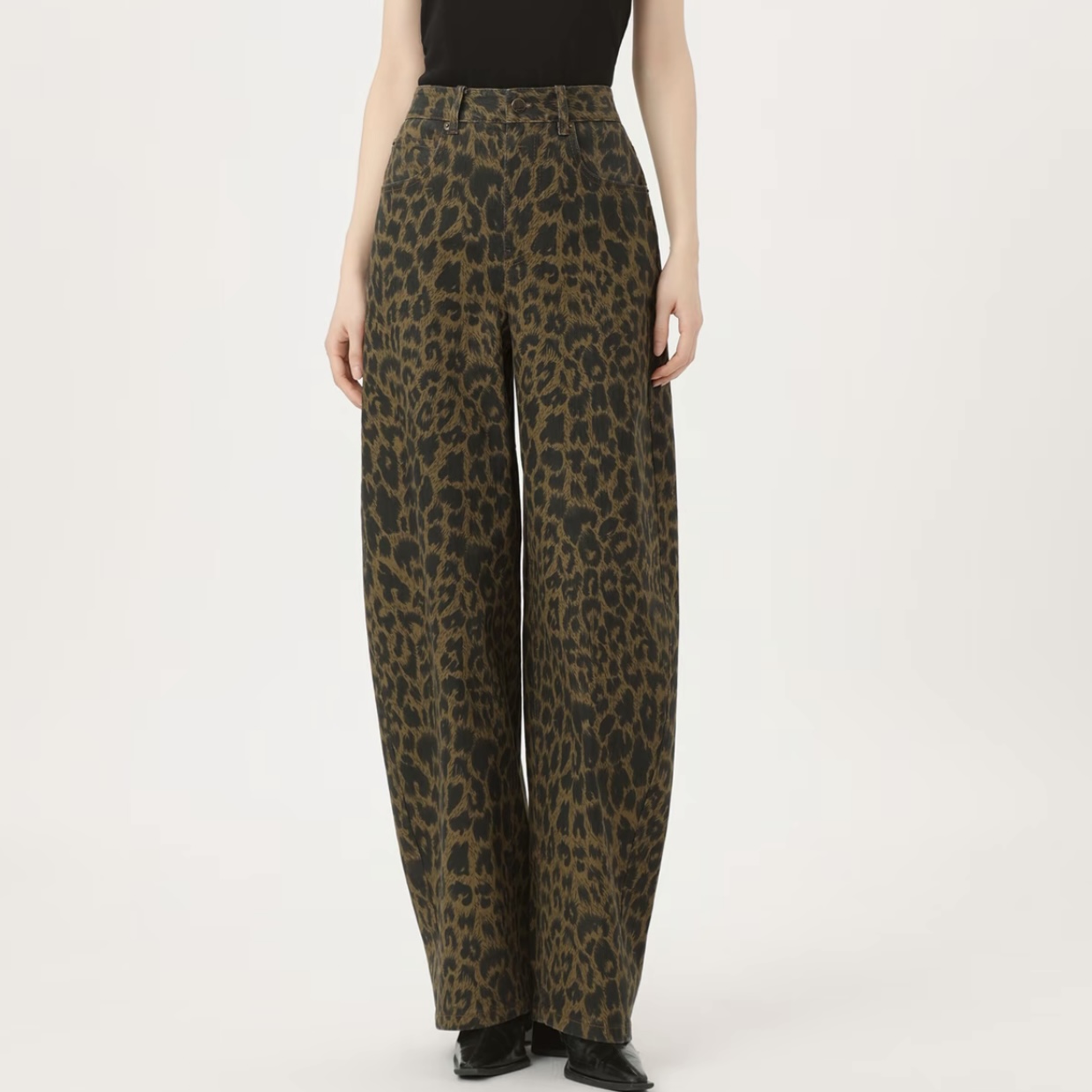 AMASS阿玛施春日新款弯裤复古宽松扎花水阔腿牛仔裤女510084