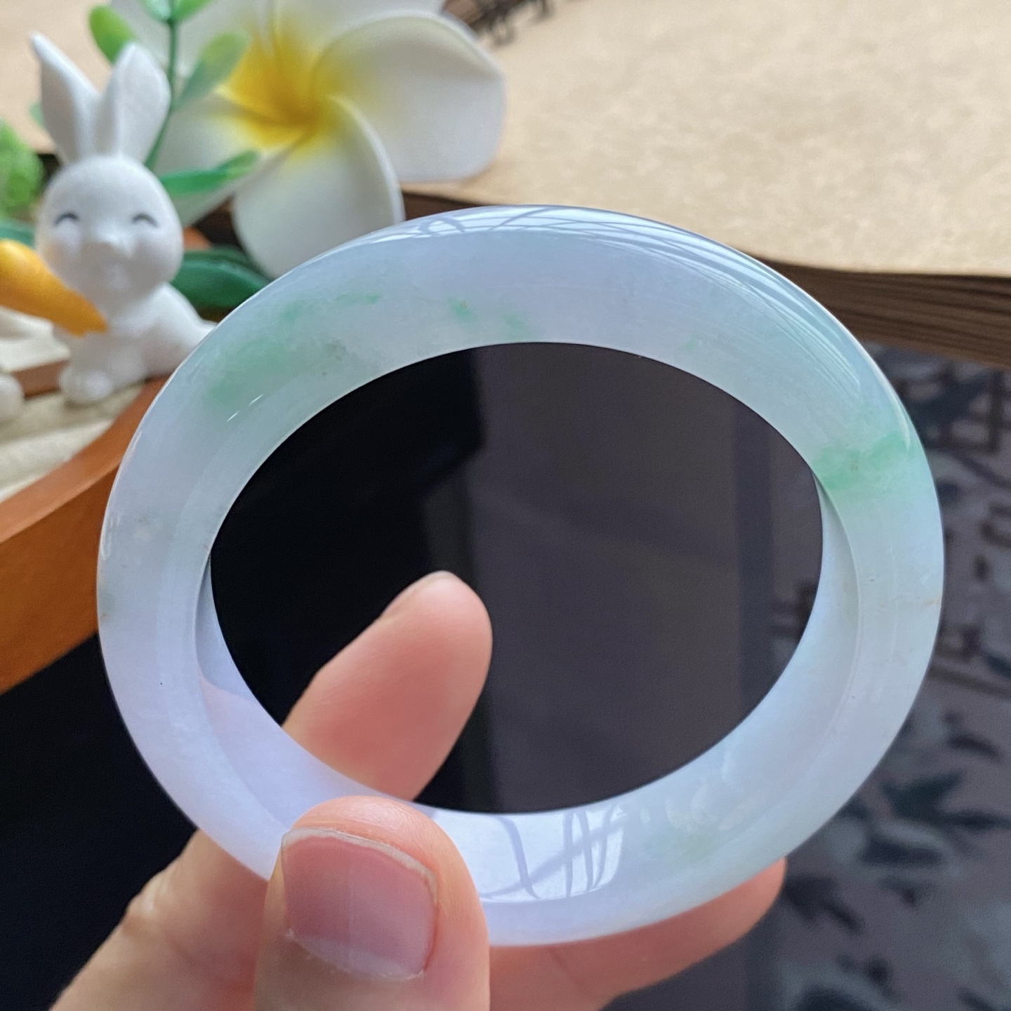 02.24批1037号53.4-12.5-8.4！很清新的飘绿镯！天然翡翠手镯