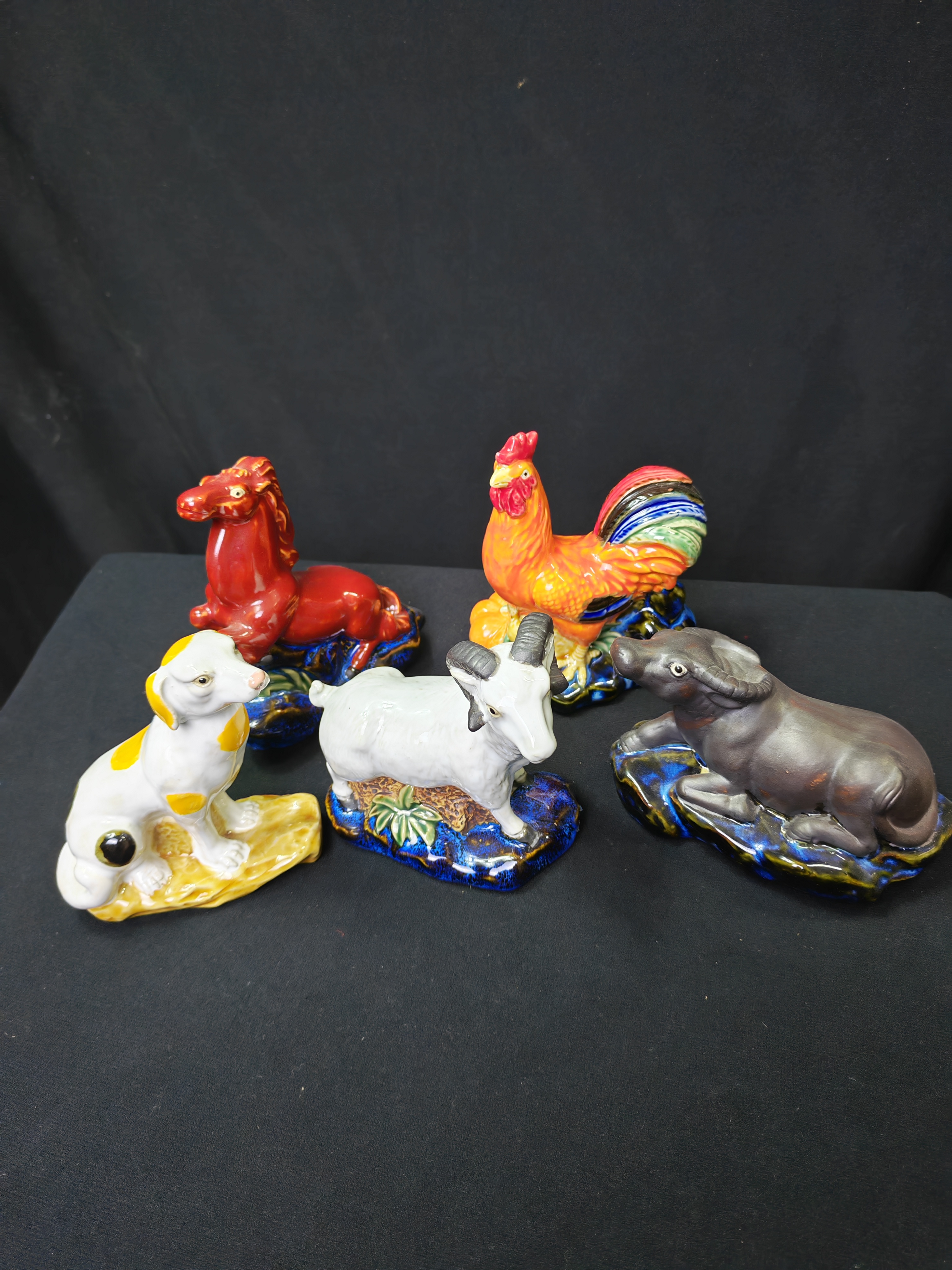 十二生肖摆件玄关陶瓷工艺品石湾公仔鸡狗羊牛马乔迁礼品家居装饰