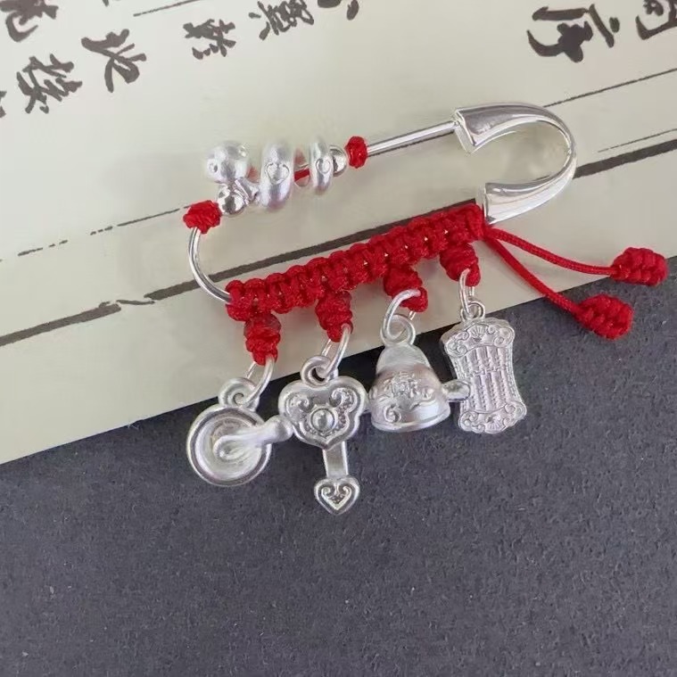 足银胸针 孕妇别针龙蛇宝宝纯银s925足银999儿童胸针压惊外出 228