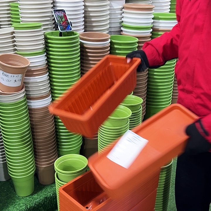 七彩菜盆长45宽19高14陶红色7只带托