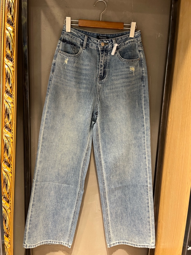 麦寻KCNBS39B时尚潮流百搭破洞烂边设计阔腿裤