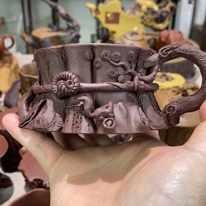 明***水茶杯紫砂全手工制作