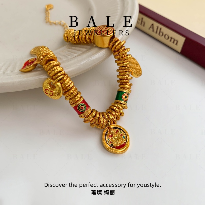 铜合金珐琅手链 S1882 <·纳福盘缠·> 古法国风 彩色手串