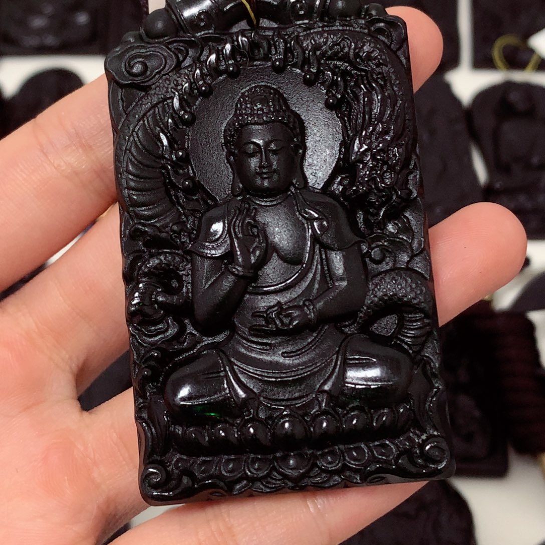 天然缅甸a货钢琴黑挂件