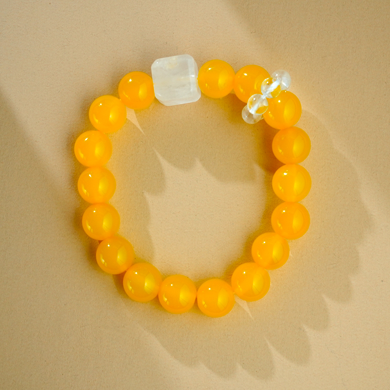 甜蜜方糖-黄玛瑙手串配白水晶方糖时尚设计款9-10mm/5-6mm-MX190