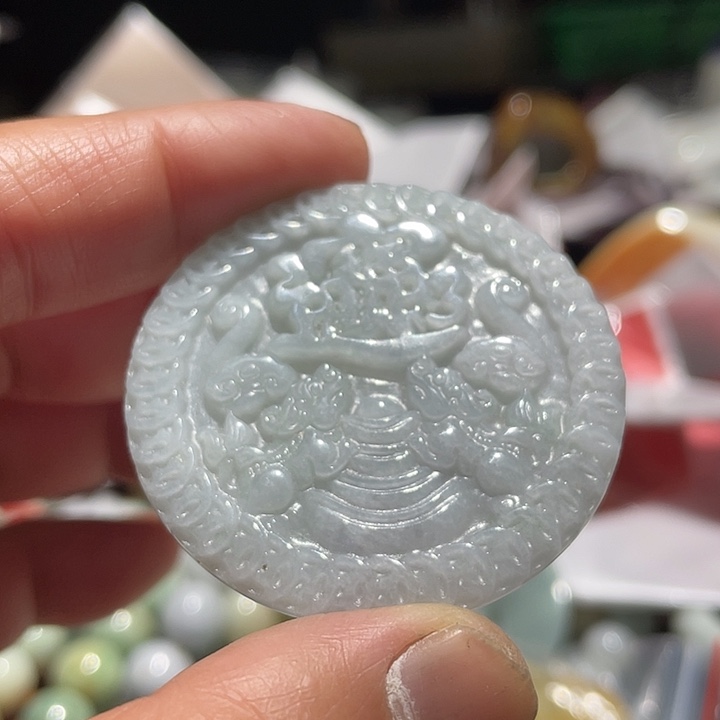 翡翠未镶嵌吊坠(不含链)招财进宝