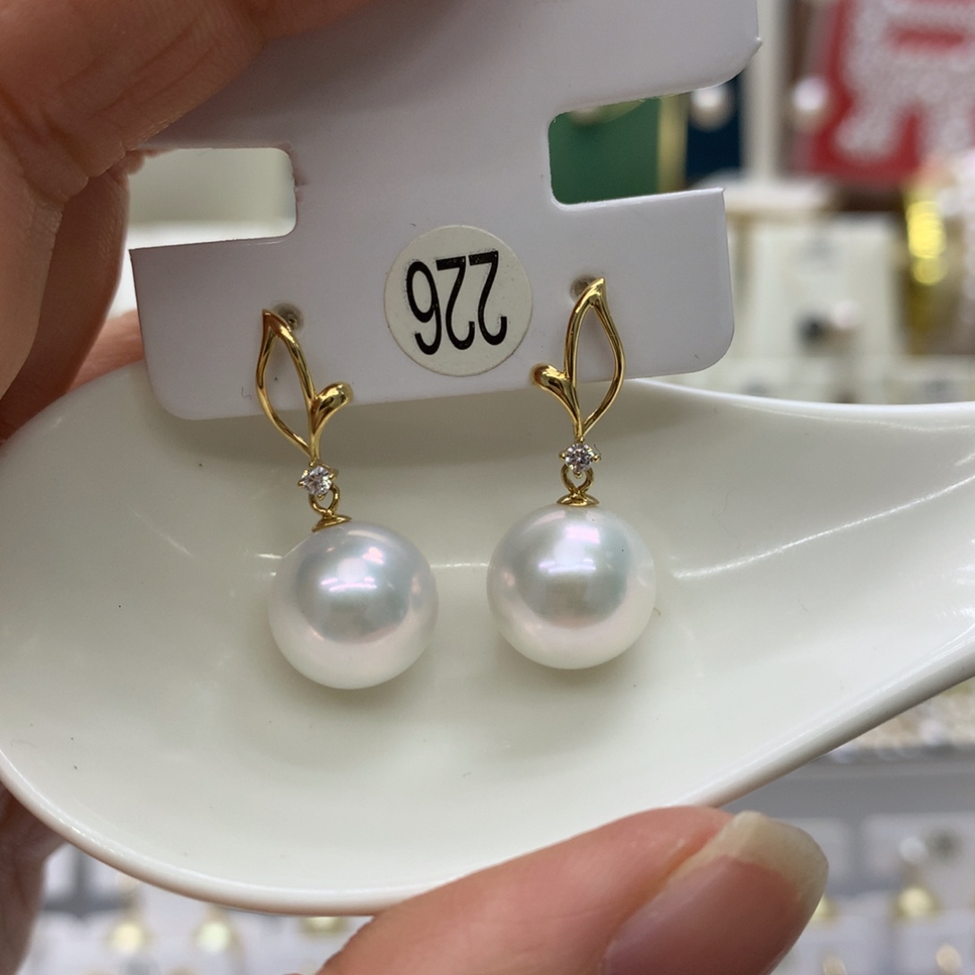 淡水珍珠耳饰18K金镶嵌