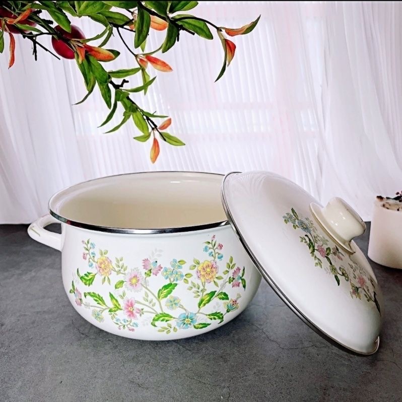 加厚双耳搪瓷锅 煮粥 煮面 煲汤 熬中药 可加热不挑灶具