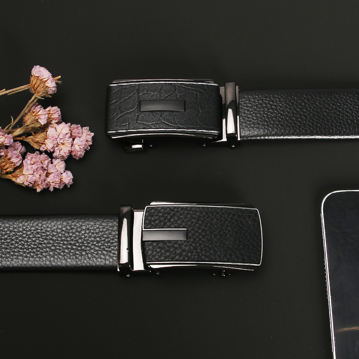 男士高级感简约商务头层牛皮皮带腰带高档时尚潮流真皮自动扣外穿