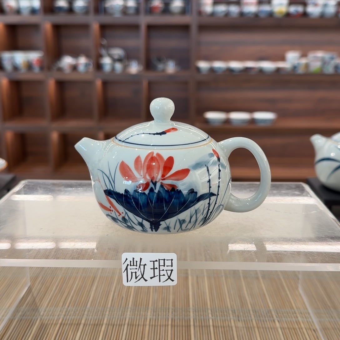 釉下手绘茶具微瑕