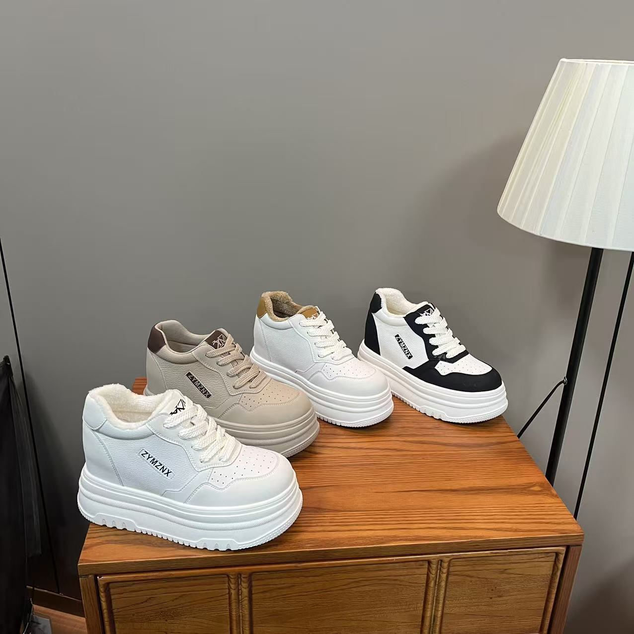 增高8CM2025新款加绒小白鞋厚底内增高小个子女鞋 D858