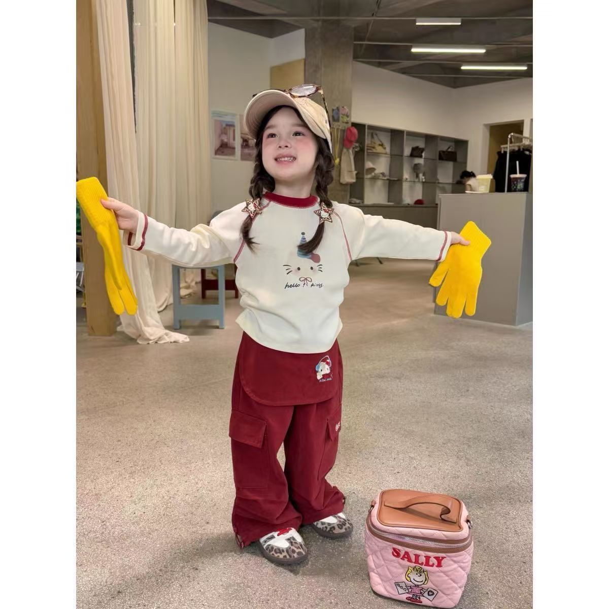 T恤长袖卫衣女童小印花儿童打底公主风秋装女宝洋气风韩版港风女