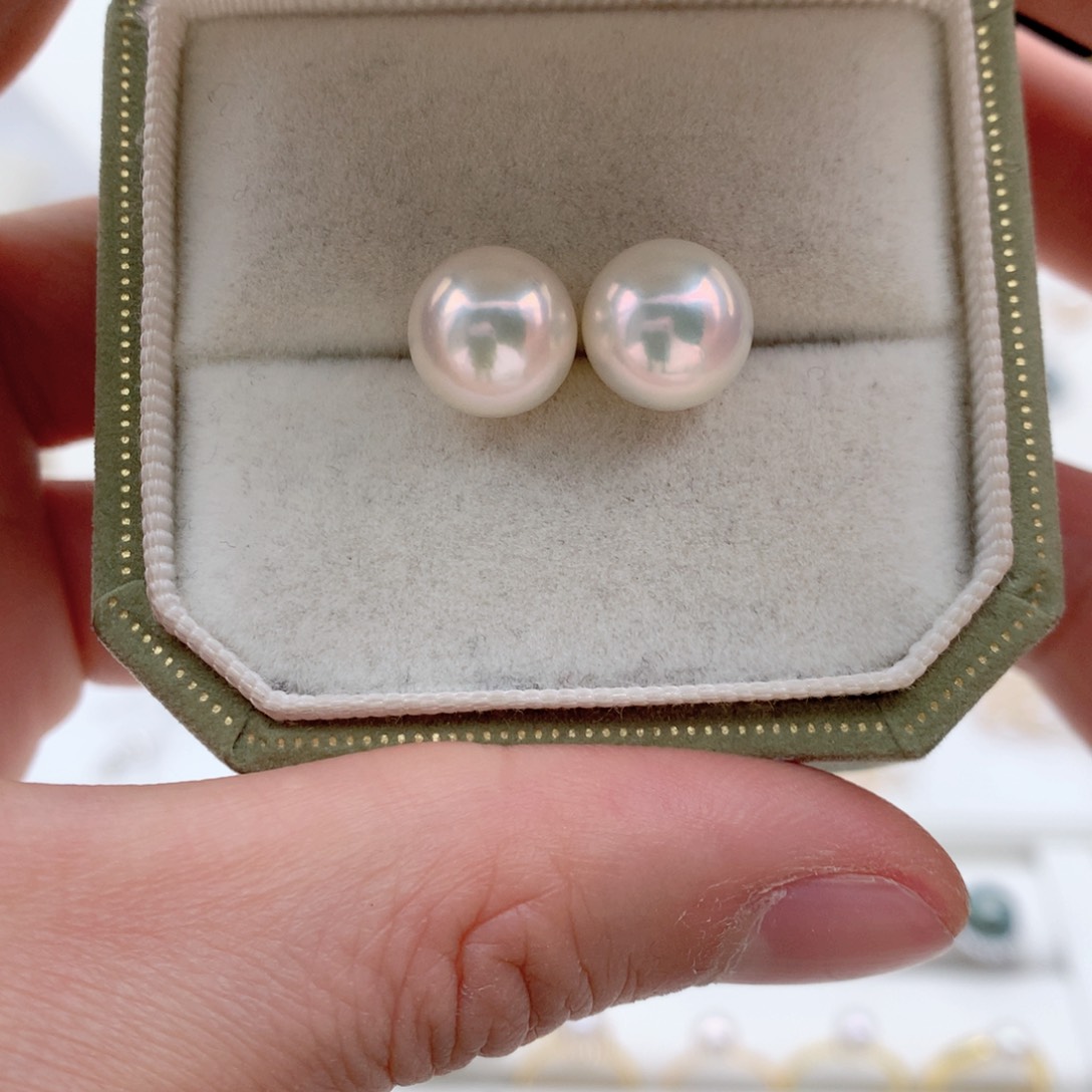 淡水珍珠10-11mm素钉18K金镶嵌