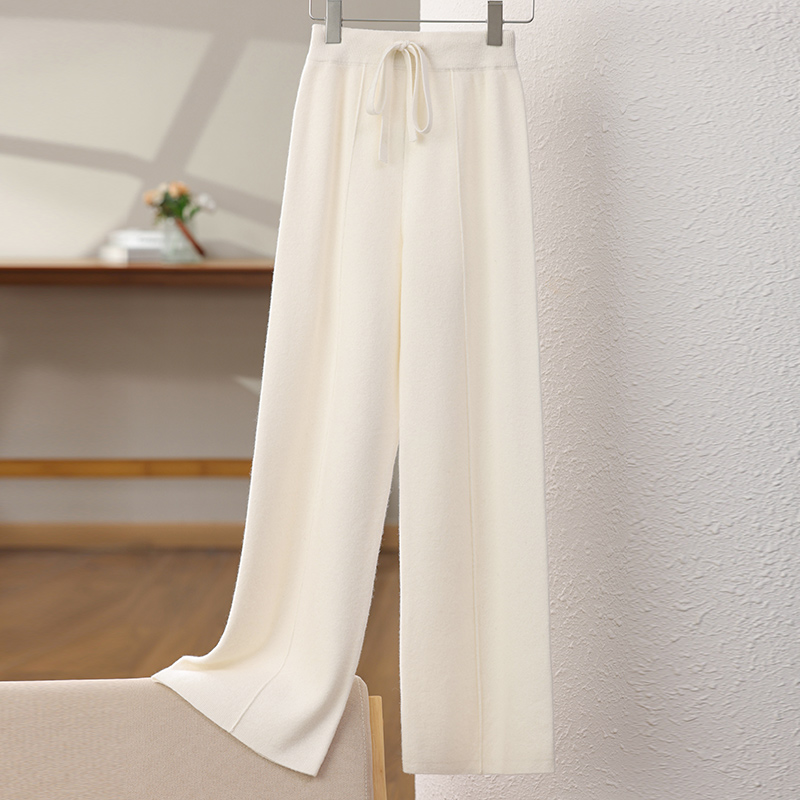 【西绒尔100纯羊毛】纯羊毛3股加厚宽松休闲显瘦直筒遮肉阔腿裤