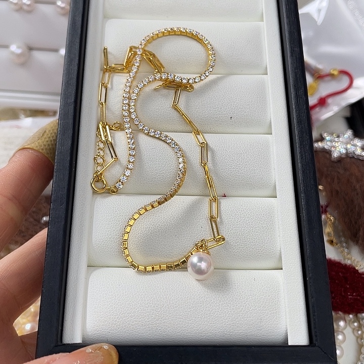 海水珍珠项链银S925镶嵌