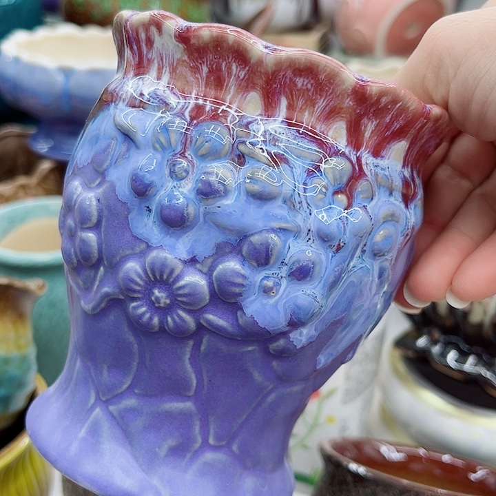 多肉绿植陶瓷花盆9.9包邮，有孔