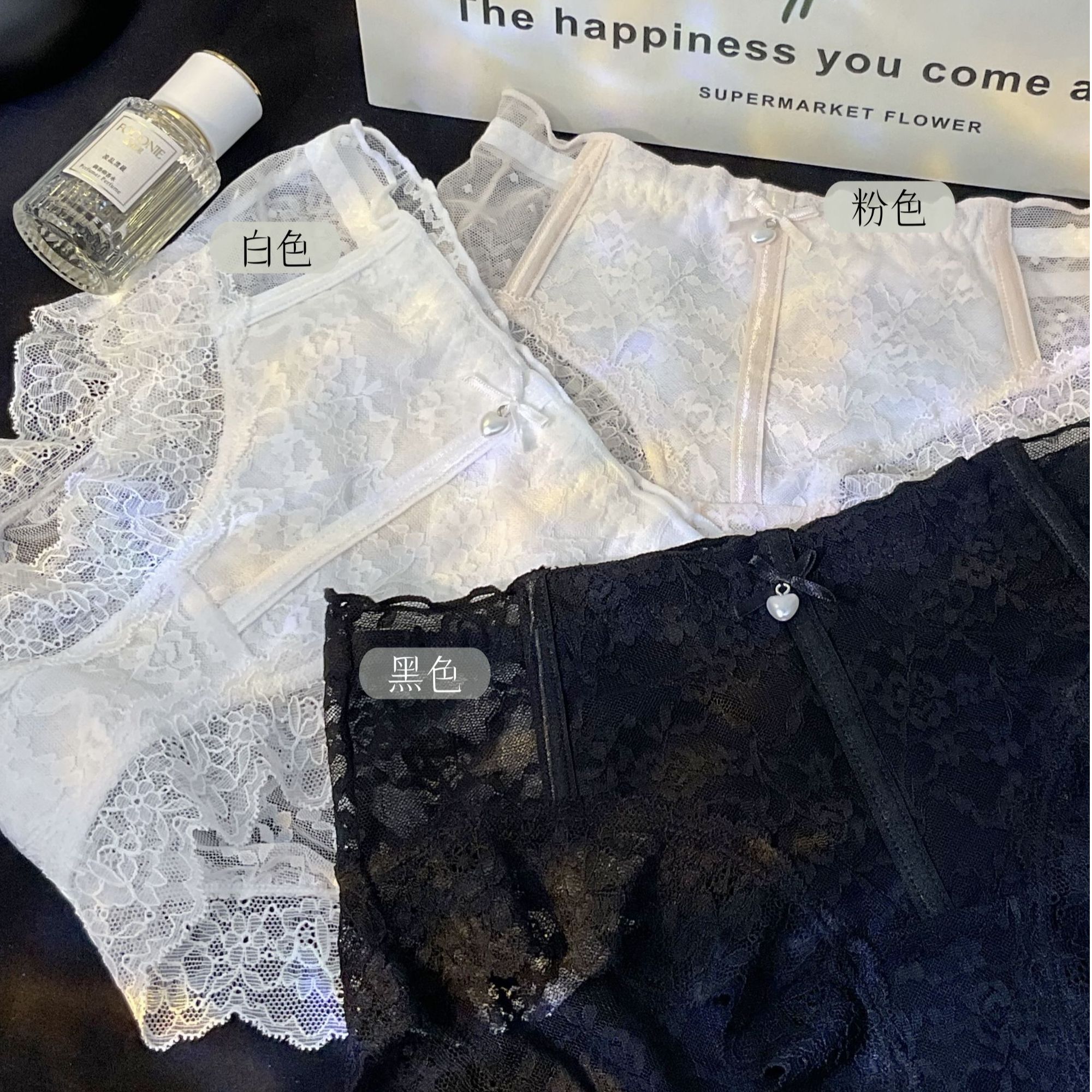 CornerWarm法式浪漫甜美风镂空中腰薄款网纱花边蝴蝶结女生三角裤