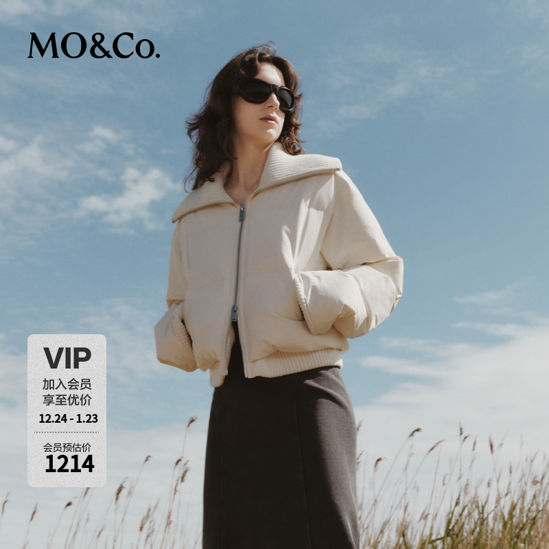MOCO大翻领双开头拉链慵懒风短羽绒服MBC3EINK01