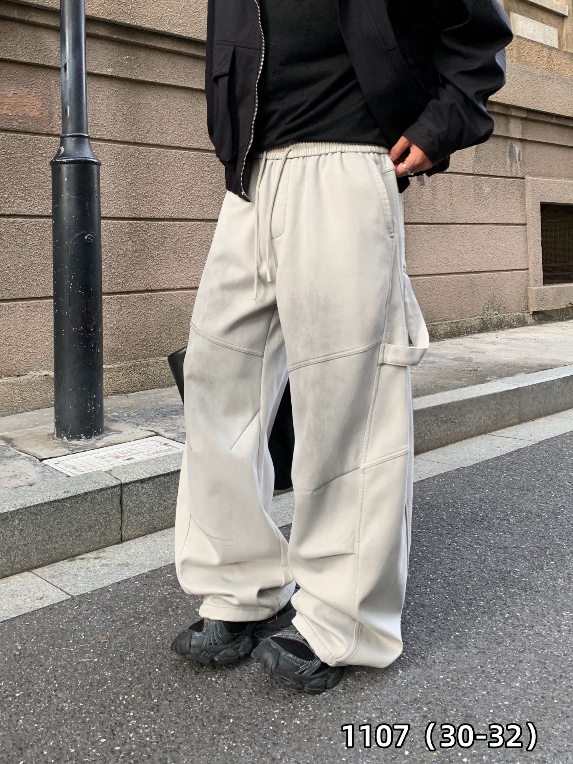 水洗休闲裤情侣款青少年工装铆钉直筒裤高街长裤宽松工装裤