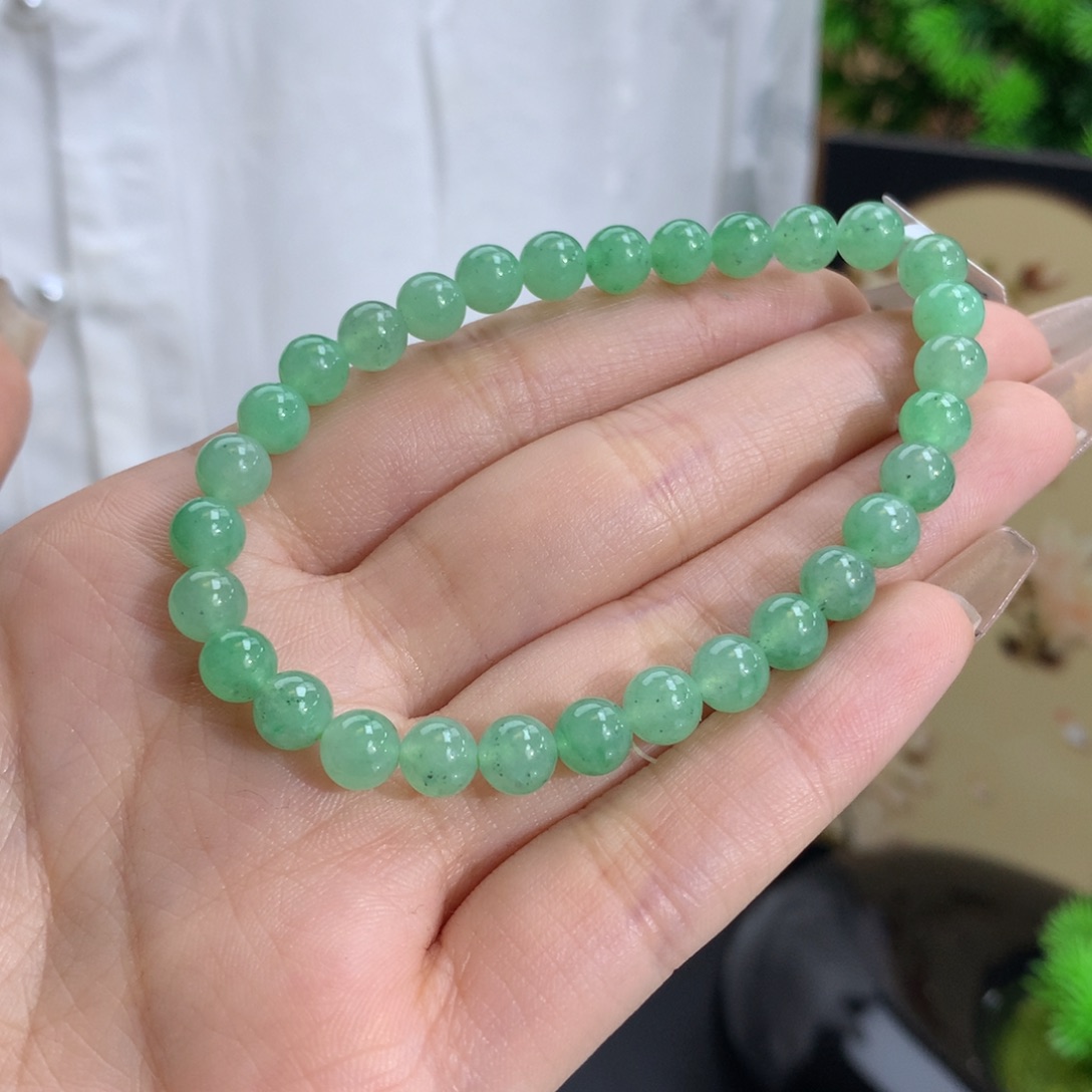 翡翠手链未镶嵌卡6.2冰润甜绿洒乌鸡