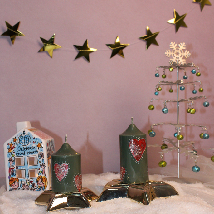 泉边造物·闪粉危机系列闪耀爱心矮墩墩手绘蜡烛 无香蜡烛