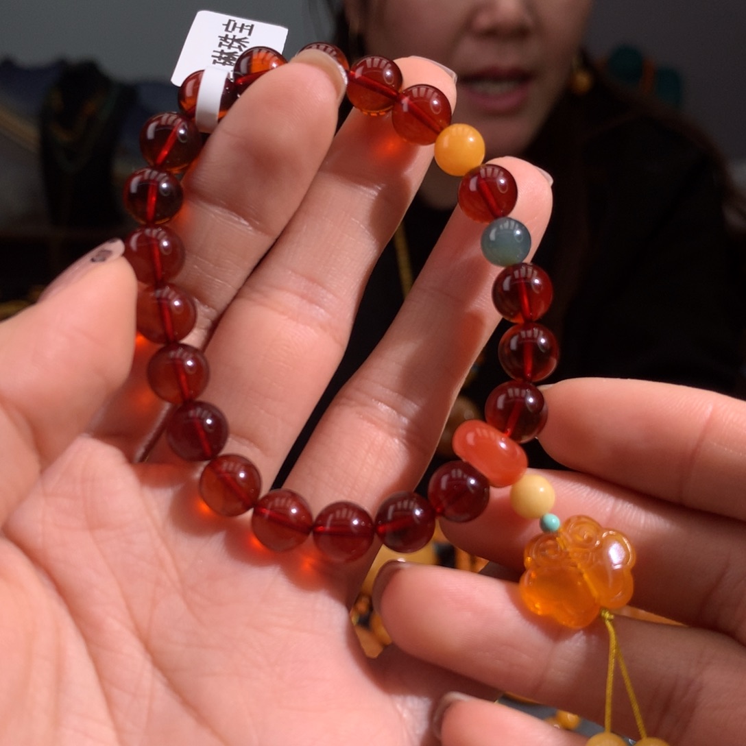 血珀手串未镶嵌天然