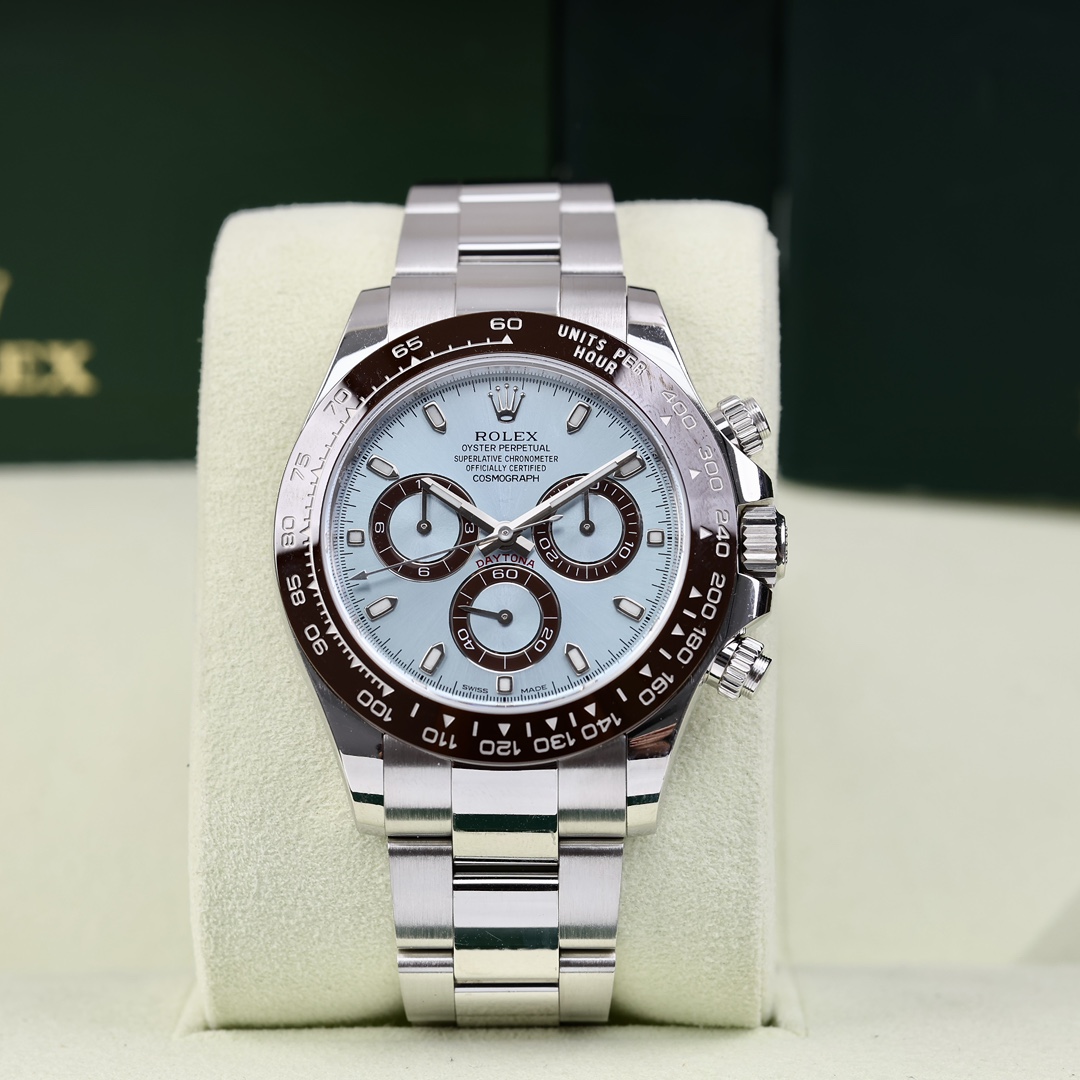 95新 Rolex/劳力士 116506 普刻冰蓝迪 铂金材质 40mm 2014年保卡