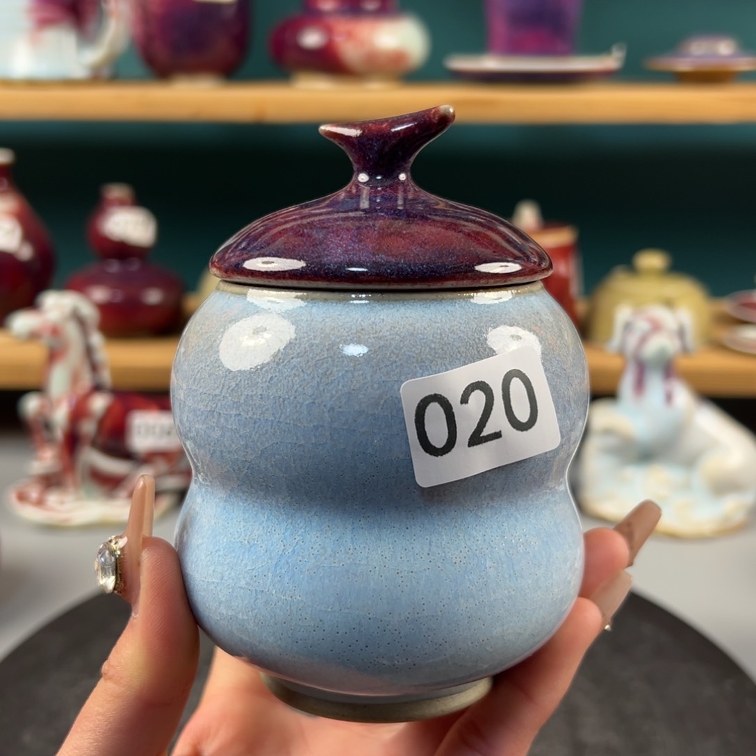 瓷片微瑕茶叶罐纯手工