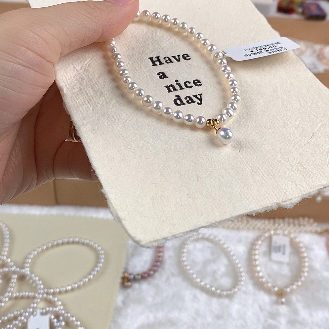 手绳银S925镶嵌淡水珍珠