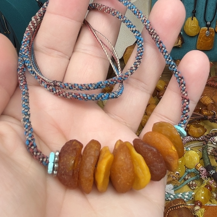 蜜蜡未镶嵌颈饰海漂籽原石精编项链手链